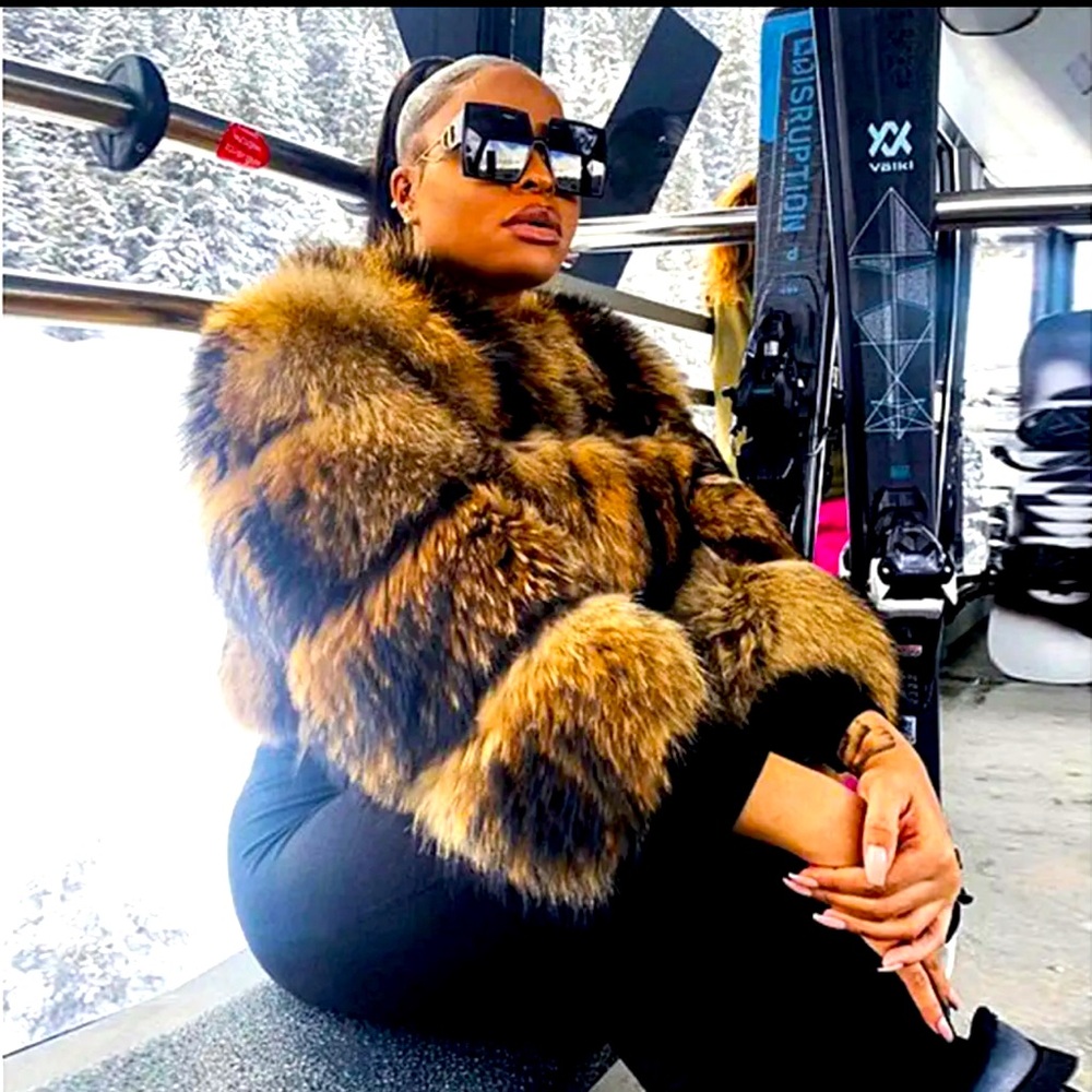 Super Hot Winter Women Luxury Thick Real Raccoon Fur Coat 100% Natural Fox Fur